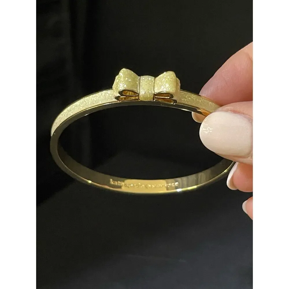 Kate Spade New York Moon River Opal Glitter Bangle Bow Gold-tone